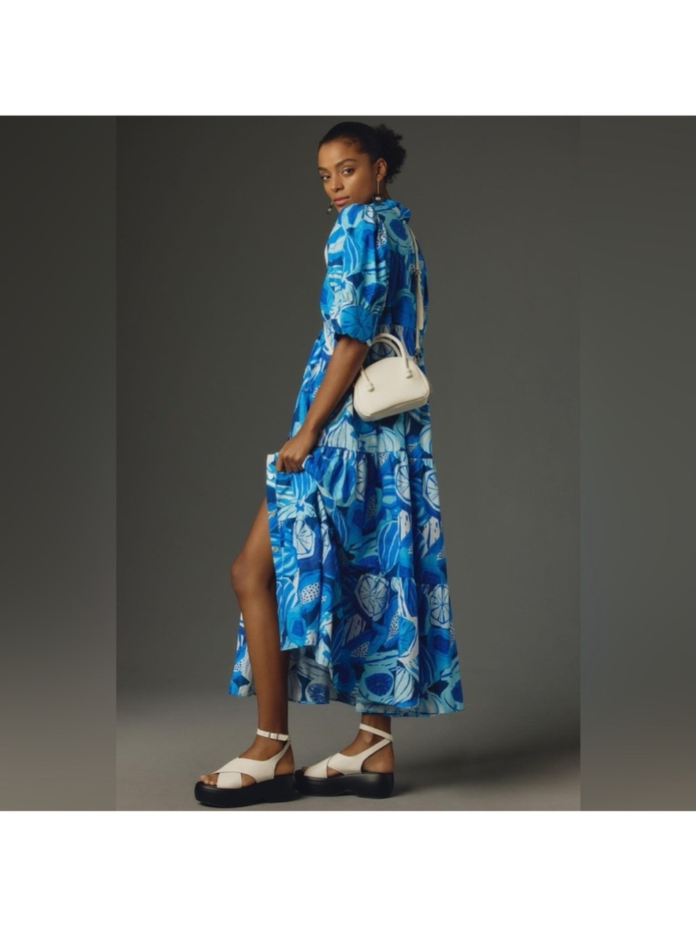 Anthropologie Farm Rio Short-Sleeve Printed Midi Shirt Dress Size Large - Picture 3 of 6
